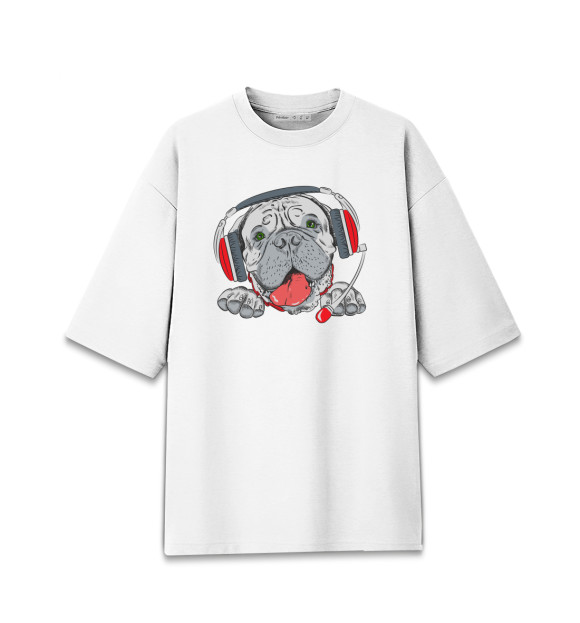 Женская футболка оверсайз с изображением Собаки цвета Белый