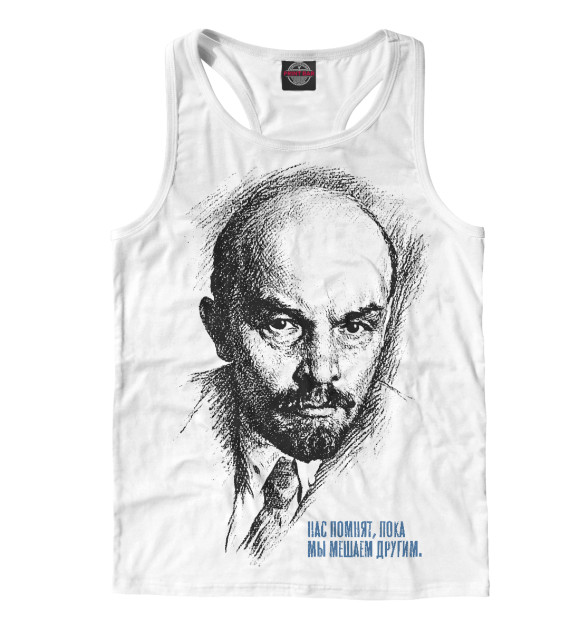 Мужская майка-борцовка с изображением Ленин цвета Белый