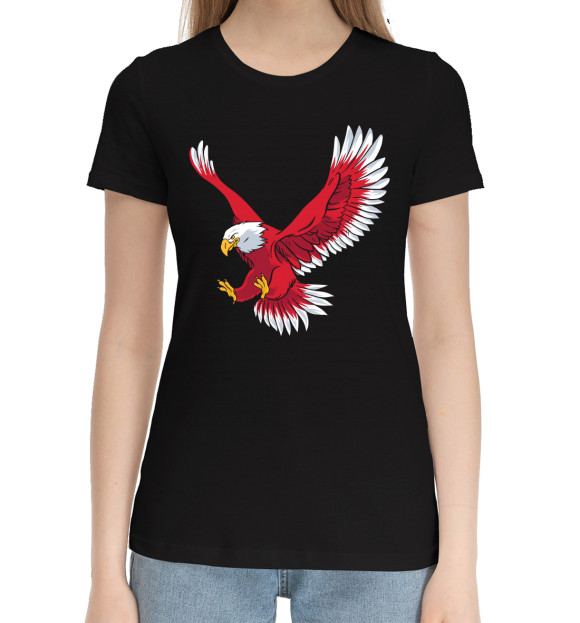 Женская хлопковая футболка с изображением Орел цвета Черный