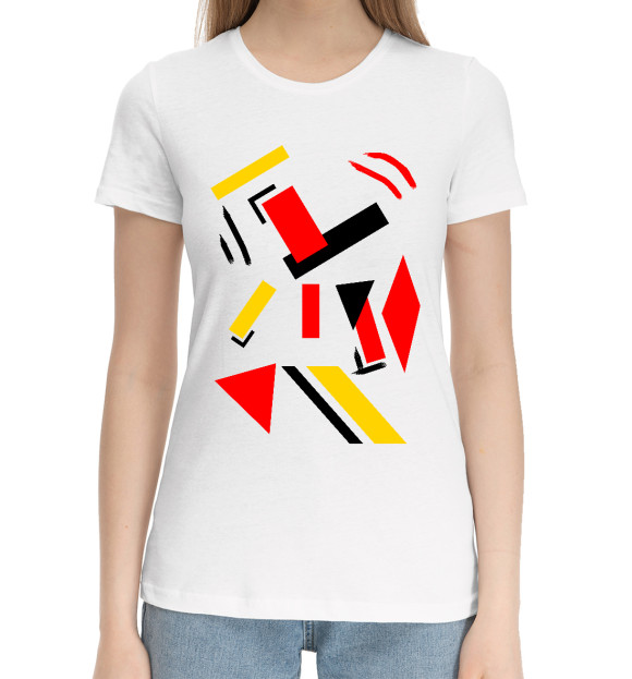 Женская хлопковая футболка с изображением Мария Функ / Композиция цвета Белый