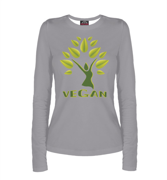 Женский лонгслив с изображением VEGAN цвета Белый