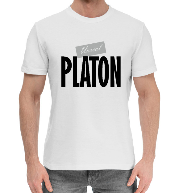 Мужская хлопковая футболка с изображением Платон цвета Белый