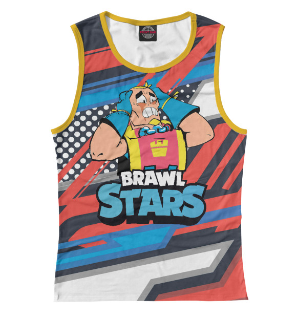 Женская майка с притом GROM ГРОМ BRAWL STARS цвета Белый Женская майка с изображением GROM ГРОМ BRAWL STARS цвета Белый