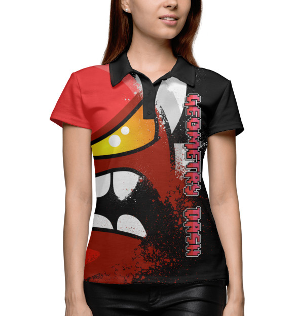 Женское поло с изображением GEOMETRY DASH [6] цвета Белый