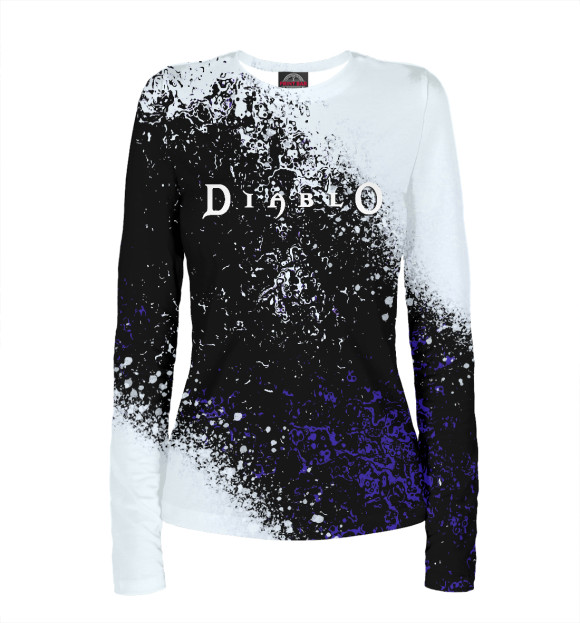 Женский лонгслив с изображением Diablo + Холодные краски цвета Белый
