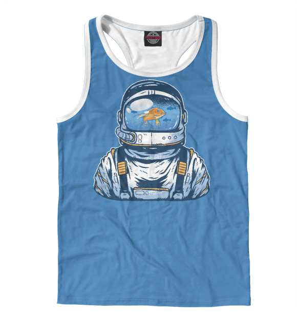 Мужская майка-борцовка с изображением Астронавт аквариум цвета Белый