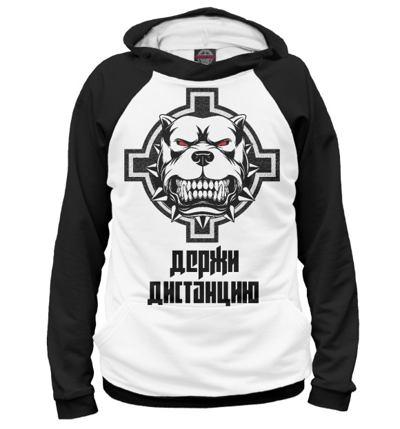 Женское худи с изображением Злой питбуль цвета Белый