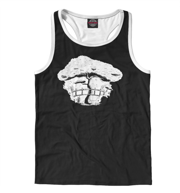 Мужская майка-борцовка с изображением Японский сад цвета Белый