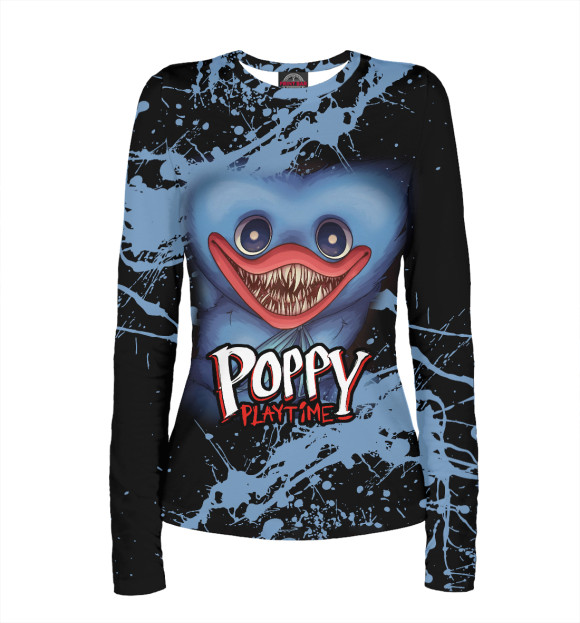 Женский лонгслив с изображением Хагги Вагги брызги цвета Белый