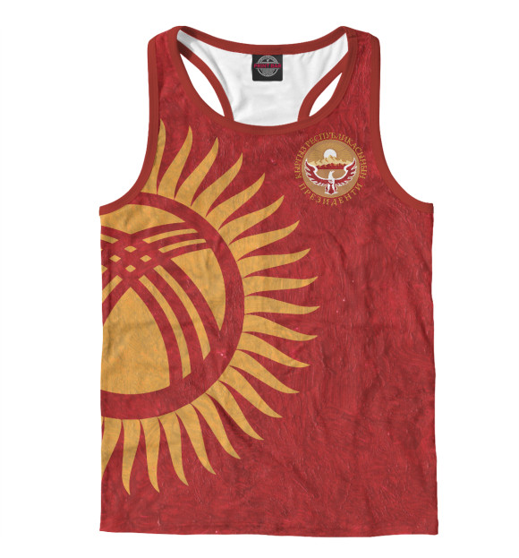 Мужская майка-борцовка с изображением Киргизия цвета Белый