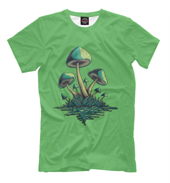 Мужская футболка с изображением Волшебные грибы цвета Белый