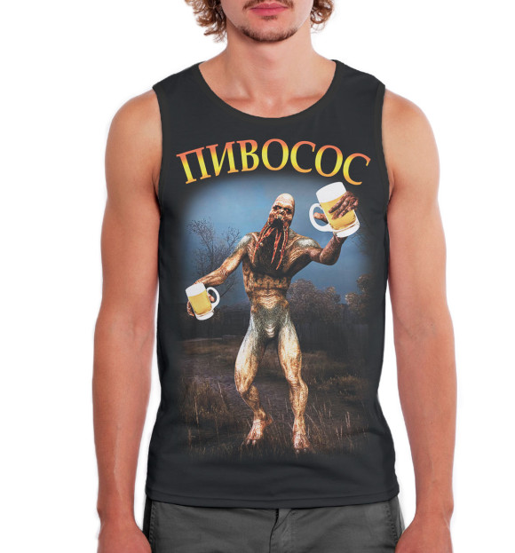Мужская майка с изображением Пивосос цвета Белый