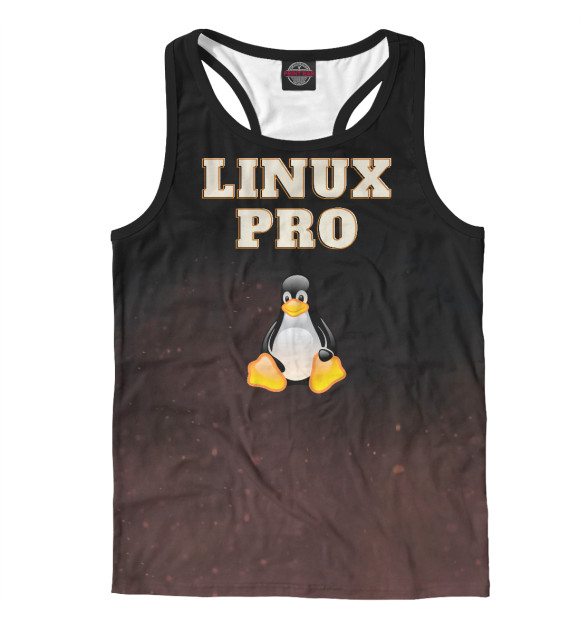 Мужская майка-борцовка с изображением Linux Pro цвета Белый