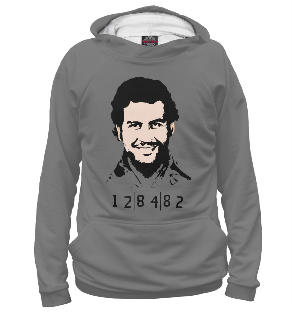 Мужское худи с притом Пабло цвета Белый Мужское худи с изображением Пабло цвета Белый