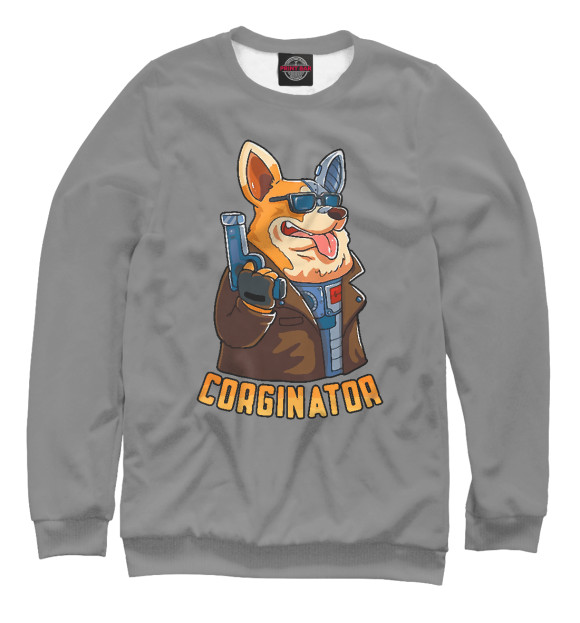Женский свитшот с изображением Corginator цвета Белый