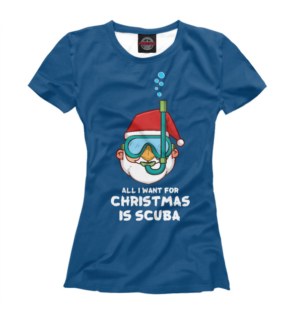 Женская футболка с изображением Christmas is Scuba цвета Белый