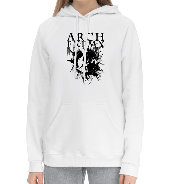 Женский хлопковый худи с изображением Arch Enemy цвета Белый