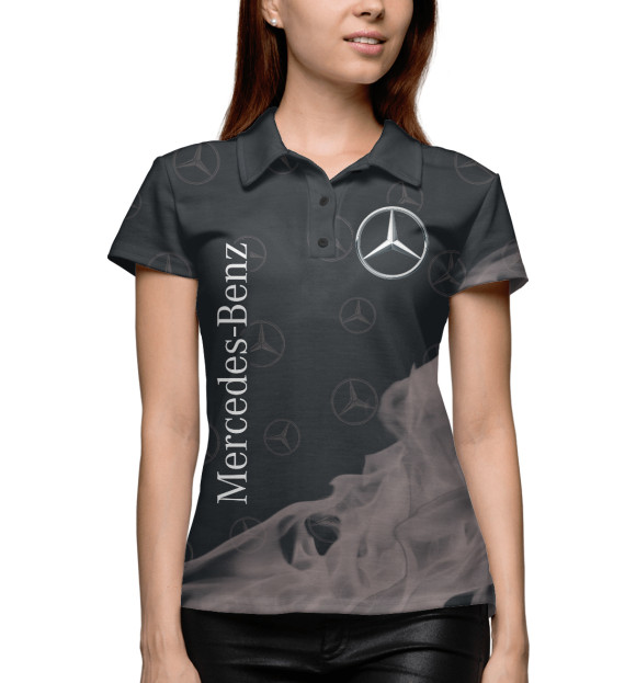 Женское поло с изображением Mercedes / Мерседес цвета Белый