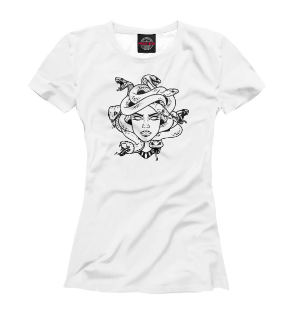 Женская футболка с изображением Medusa tattoo print цвета Белый