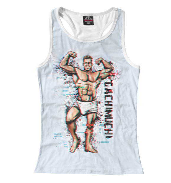 Женская майка-борцовка с изображением Гачимучи глитч цвета Белый