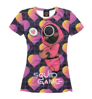 Женская футболка Игра в кальмара - сердечки