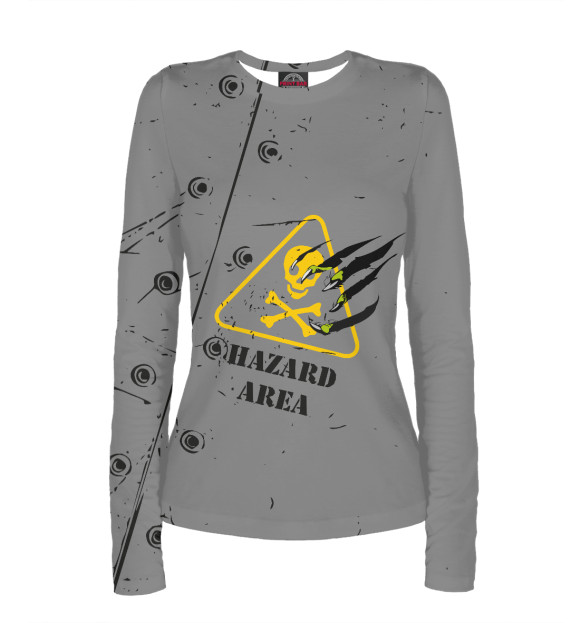 Женский лонгслив с изображением Hazard Area цвета Белый