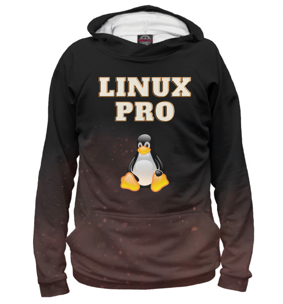 Мужское худи с изображением Linux Pro цвета Белый