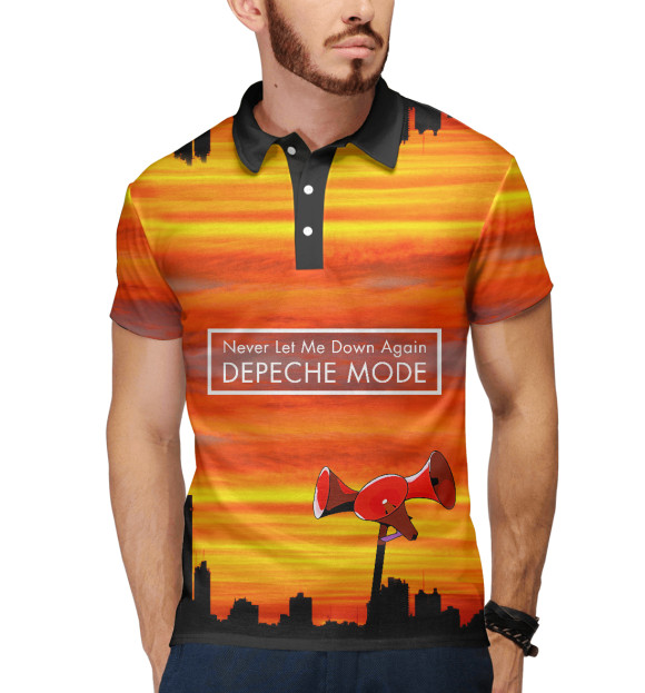 Мужское поло с притом Never let me down again цвета Белый Мужское поло с изображением Never let me down again цвета Белый