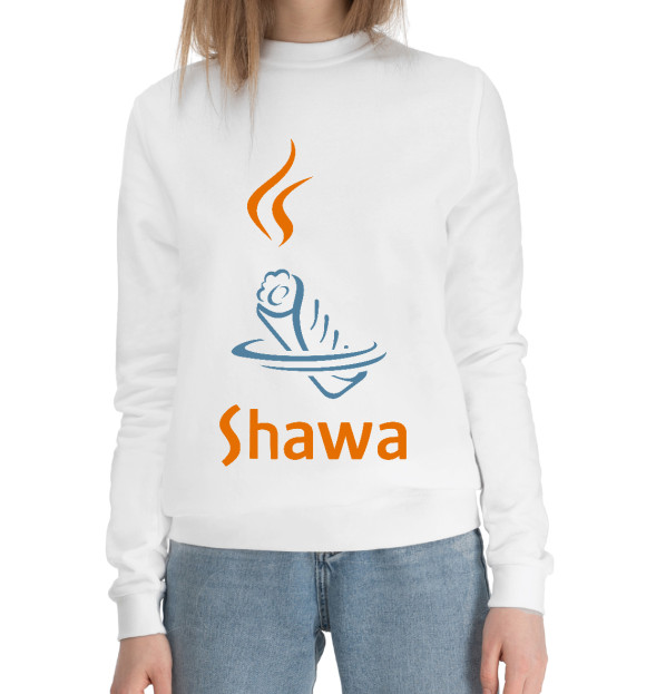 Женский хлопковый свитшот с изображением Shawa initial цвета Белый
