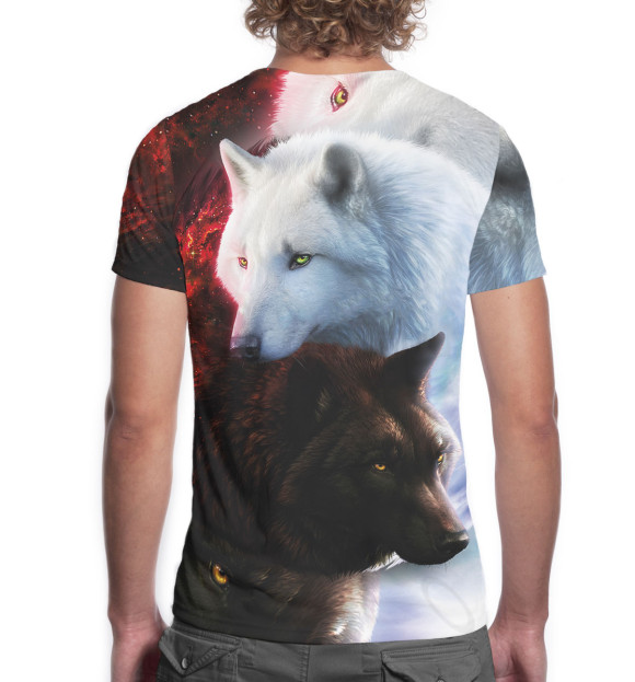Мужская футболка с изображением Волки цвета Белый