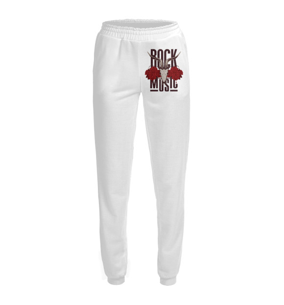 Женские спортивные штаны с изображением Рок Музыка цвета Белый