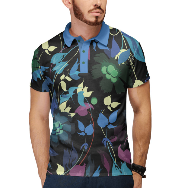 Мужское поло с изображением Colorful summer pattern цвета Белый
