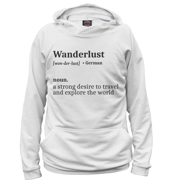 Женское худи с изображением Wanderlust цвета Белый