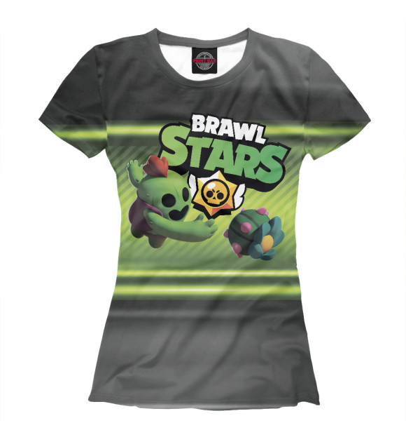 Футболка для девочек с изображением Brawn Stars Spike цвета Белый