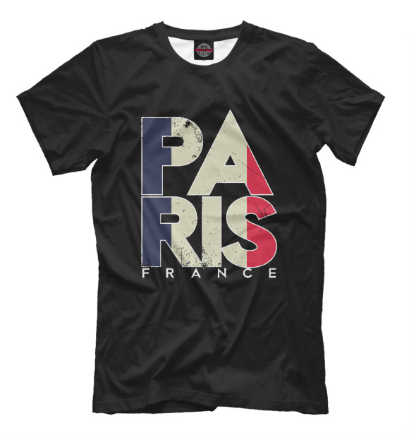 Мужская футболка с изображением Франция - Париж цвета Белый