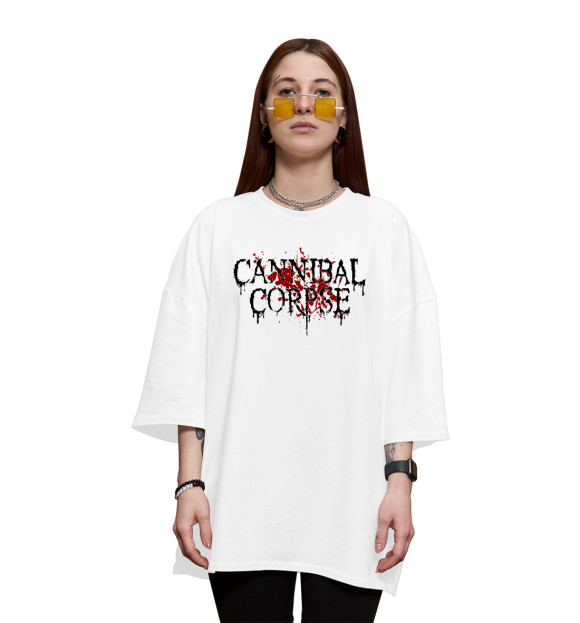 Женская футболка оверсайз с изображением Cannibal Corpse цвета Белый