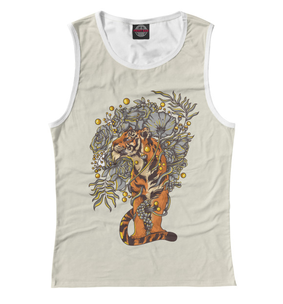 Майка для девочки с изображением Fairy Tailed Tiger цвета Белый