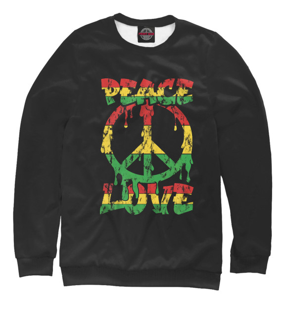 Свитшот для мальчиков с изображением Peace Love цвета Белый