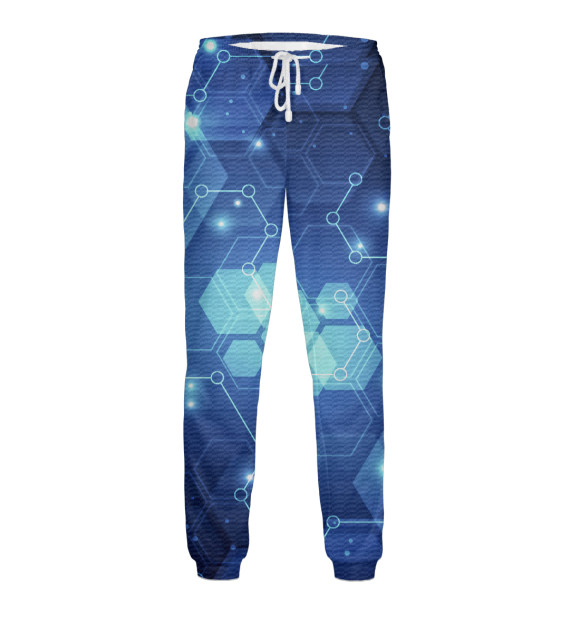 Мужские спортивные штаны с изображением Карбоновая абстракция цвета Белый