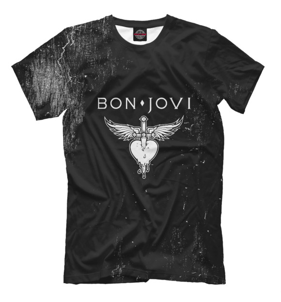 Мужская футболка с изображением Bon Jovi цвета Белый