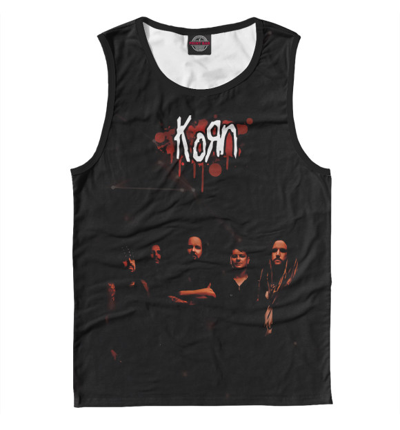 Майка для мальчика с притом Korn цвета Белый Майка для мальчика с изображением Korn цвета Белый