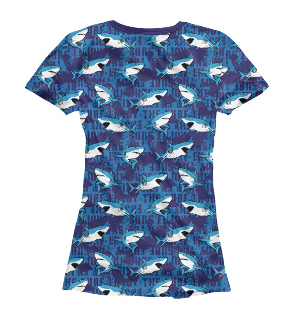 Женская футболка с изображением Акулы цвета Белый