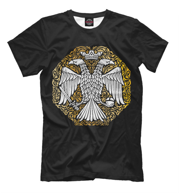 Мужская футболка с изображением Византийский двуглавый орёл цвета Белый