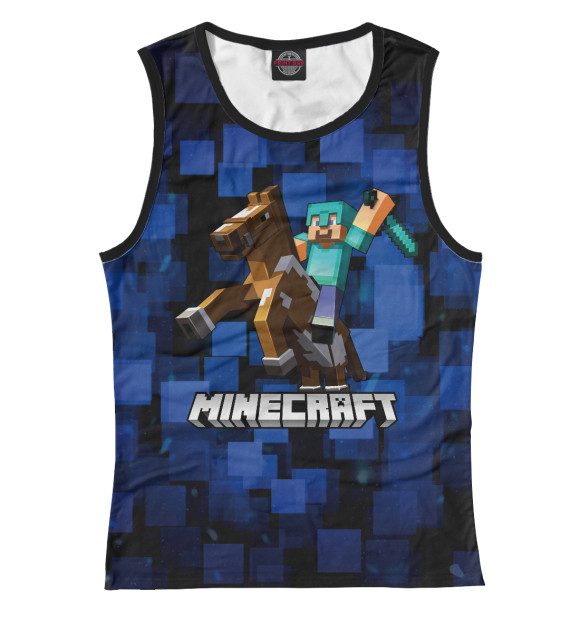 Майка для девочки с изображением МАЙНКРАФТ НА КОНЕ MINECRAFT цвета Белый