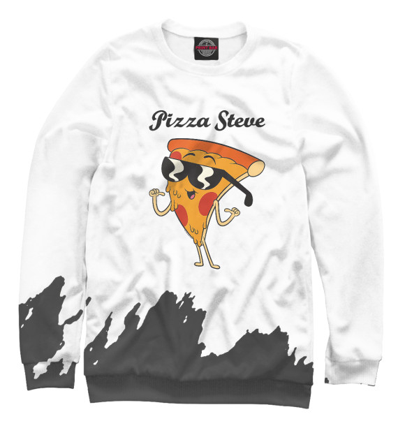 Женский свитшот с изображением Pizza Steve цвета Белый
