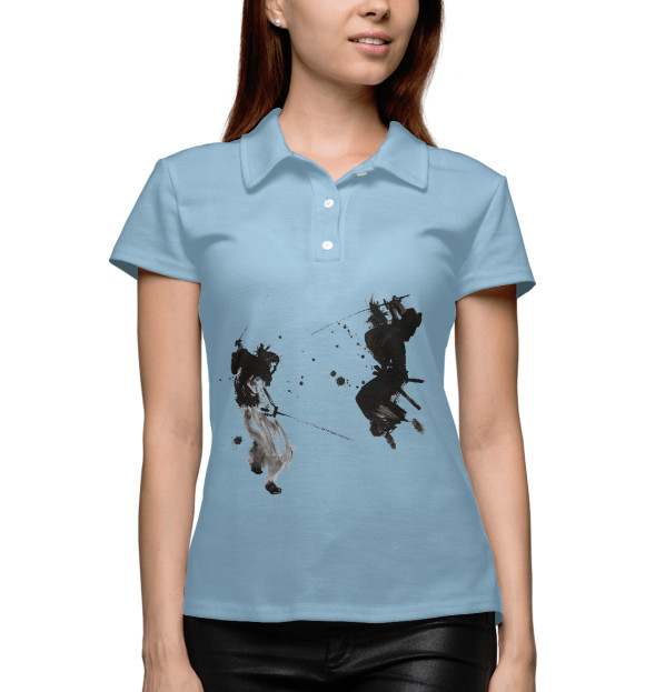 Женское поло с изображением Самураи цвета Белый