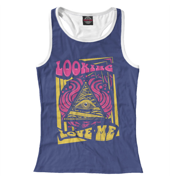 Женская майка-борцовка с изображением Looking love me цвета Белый