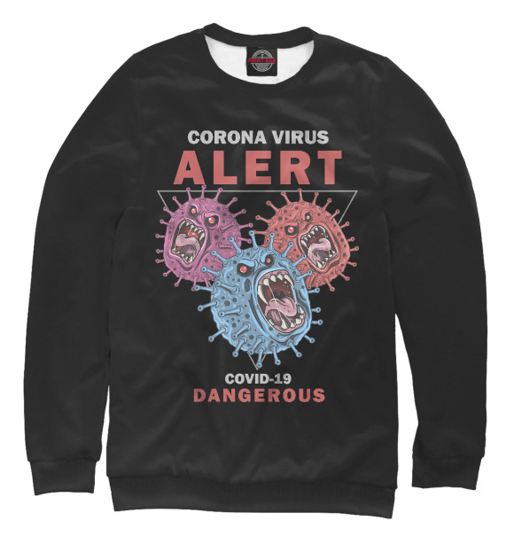 Женский свитшот с изображением Corona Virus цвета Белый