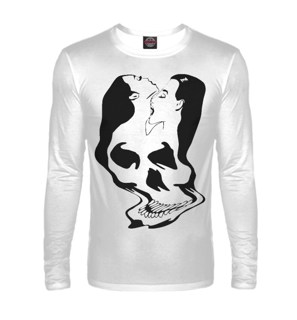 Мужской лонгслив с изображением Череп и девушки цвета Белый