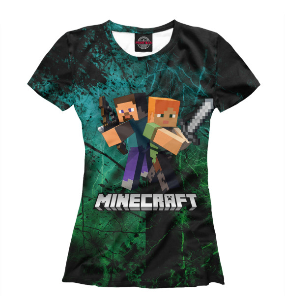 Футболка для девочек с изображением MINECRAFT цвета Белый